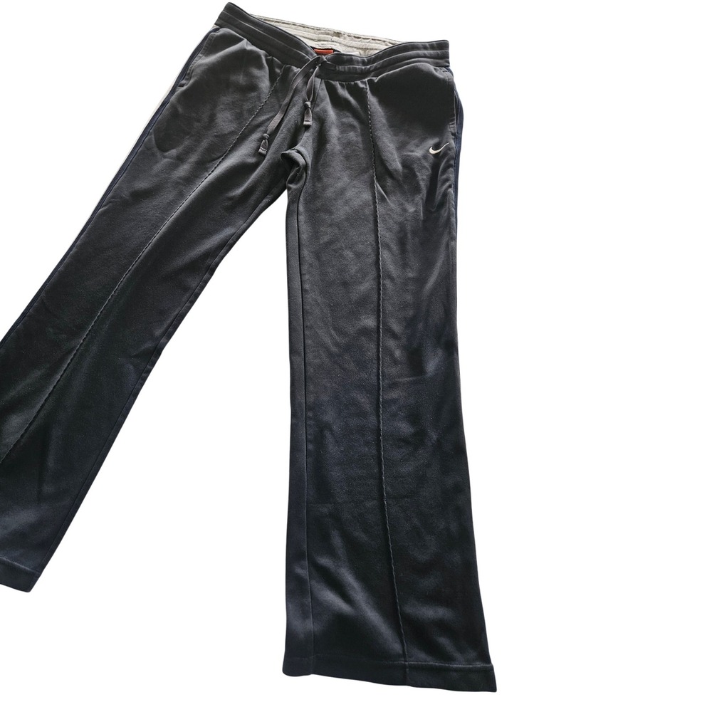 VTG Nike Girl Dept Track Pants Flared Youth/Women's Medium Black 2000s Y2K